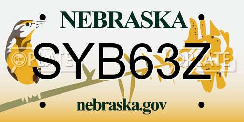 SYB63Z Nebraska License Plate