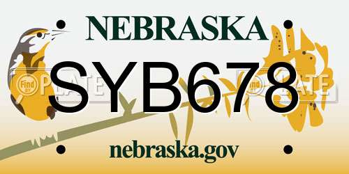 SYB678 Nebraska License Plate