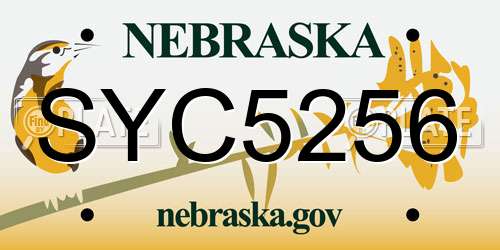 SYC5256 Nebraska License Plate