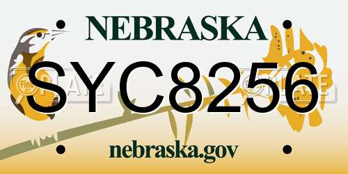 SYC8256 Nebraska License Plate