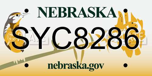 SYC8286 Nebraska License Plate