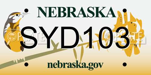 SYD103 Nebraska License Plate