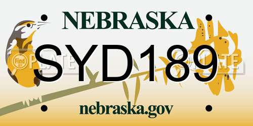 SYD189 Nebraska License Plate