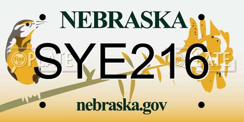 SYE216 Nebraska License Plate