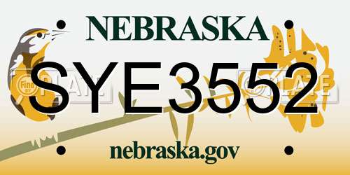SYE3552 Nebraska License Plate