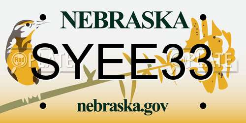 SYEE33 Nebraska License Plate