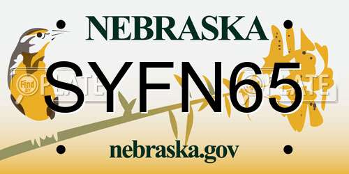 SYFN65 Nebraska License Plate