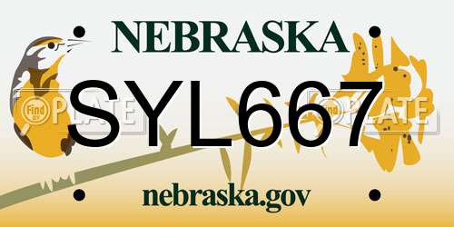 SYL667 Nebraska License Plate