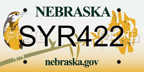 SYR422 Nebraska License Plate