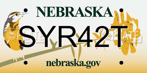 SYR42T Nebraska License Plate