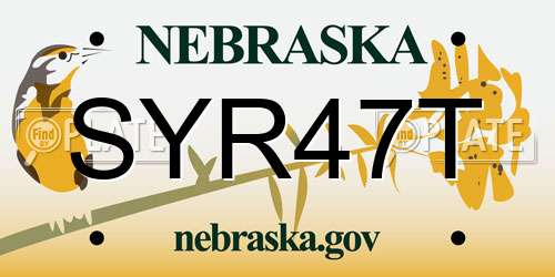 SYR47T Nebraska License Plate
