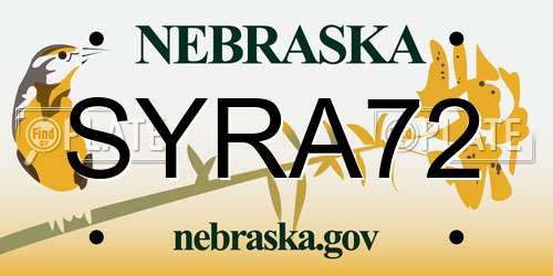 SYRA72 Nebraska License Plate