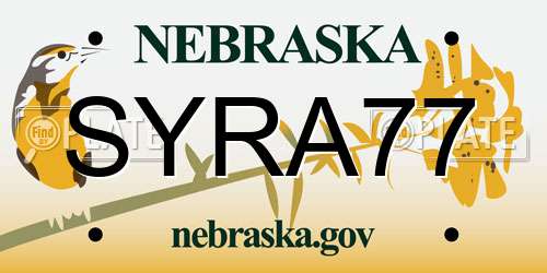 SYRA77 Nebraska License Plate