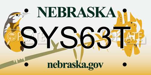 SYS63T Nebraska License Plate