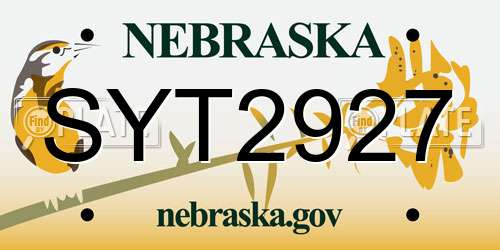 SYT2927 Nebraska License Plate