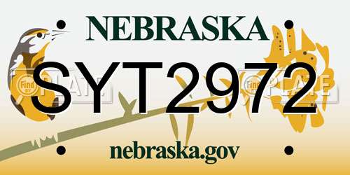 SYT2972 Nebraska License Plate