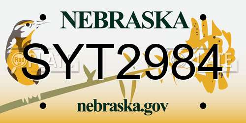 SYT2984 Nebraska License Plate
