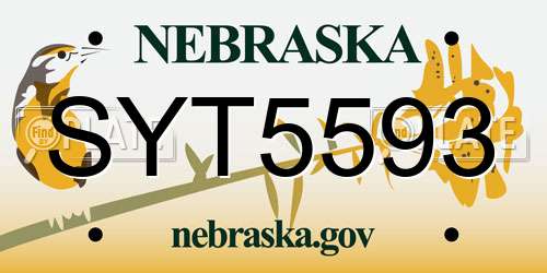 SYT5593 Nebraska License Plate