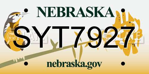 SYT7927 Nebraska License Plate