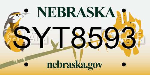 SYT8593 Nebraska License Plate