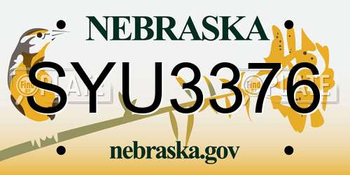 SYU3376 Nebraska License Plate