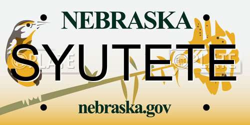 SYUTETE Nebraska License Plate