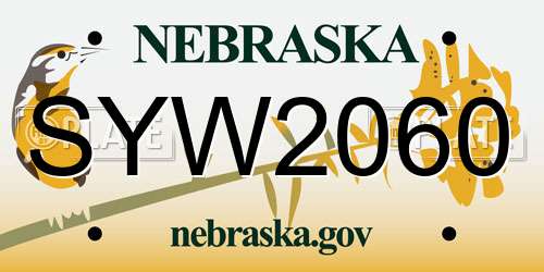 SYW2060 Nebraska License Plate