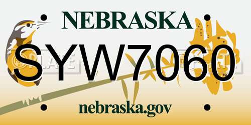 SYW7060 Nebraska License Plate