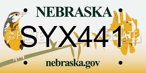 SYX441 Nebraska License Plate