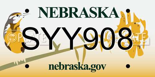 SYY908 Nebraska License Plate