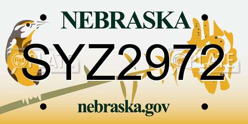 SYZ2972 Nebraska License Plate