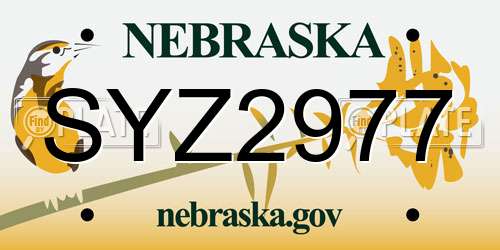 SYZ2977 Nebraska License Plate