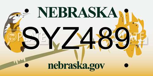 SYZ489 Nebraska License Plate