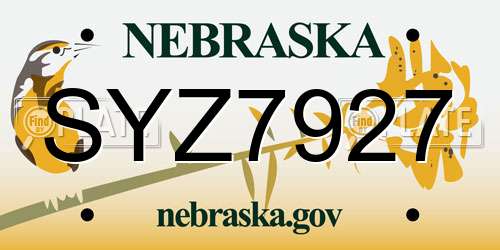 SYZ7927 Nebraska License Plate