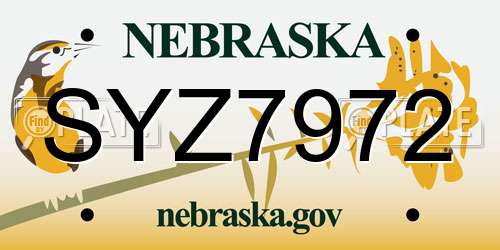 SYZ7972 Nebraska License Plate