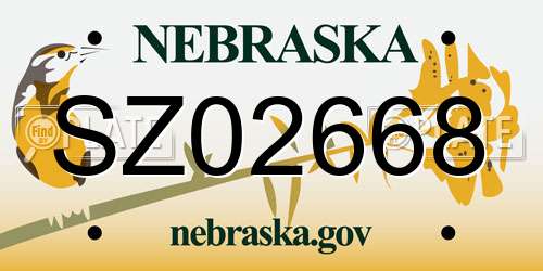 SZ02668 Nebraska License Plate