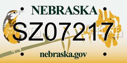 SZ07217 Nebraska License Plate