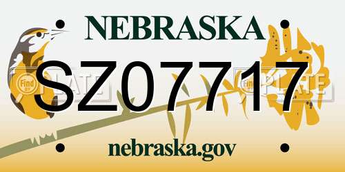 SZ07717 Nebraska License Plate