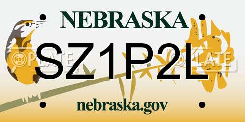 SZ1P2L Nebraska License Plate