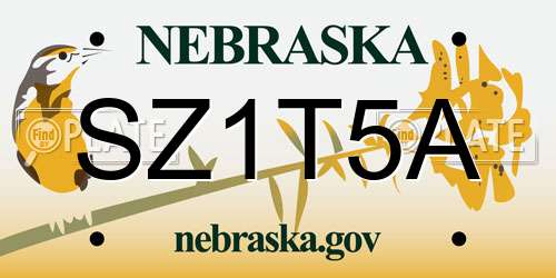 SZ1T5A Nebraska License Plate