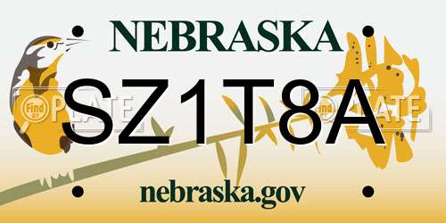 SZ1T8A Nebraska License Plate