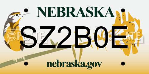 SZ2B0E Nebraska License Plate
