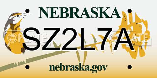 SZ2L7A Nebraska License Plate