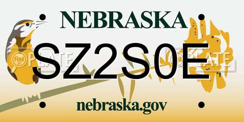 SZ2S0E Nebraska License Plate