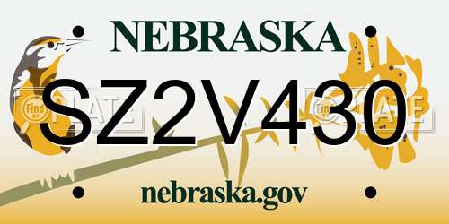 SZ2V430 Nebraska License Plate