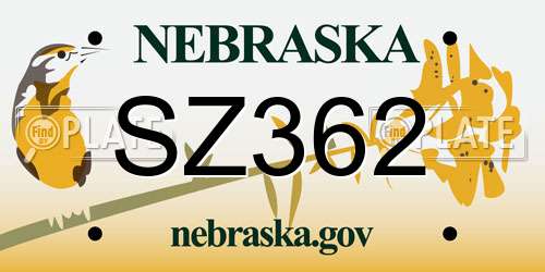 SZ362 Nebraska License Plate