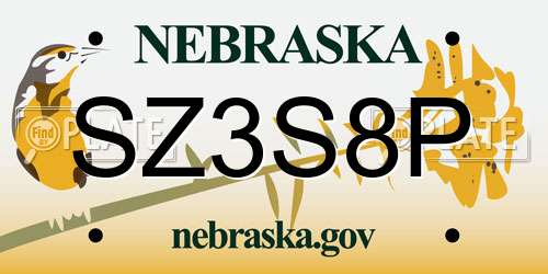 SZ3S8P Nebraska License Plate