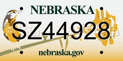 SZ44928 Nebraska License Plate