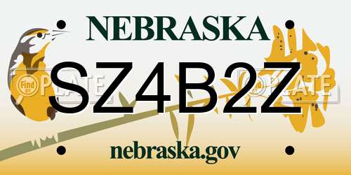 SZ4B2Z Nebraska License Plate
