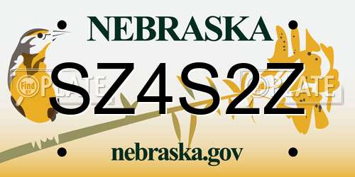 SZ4S2Z Nebraska License Plate